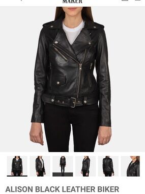 Alison Black Leather Biker Jacket